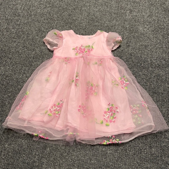 Children’s Place pink formal dress with flowers-3T